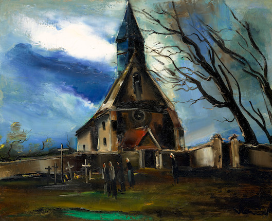 MAURICE DE VLAMINCK (1876-1958) Eglise Bretonne 25 3/4 x 32 in (65,4 x 81,3 cm) (Peint vers 1923-1925) image 1